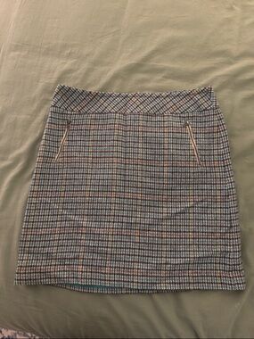 Talbots Blue and Tan Checked Mini Skirt